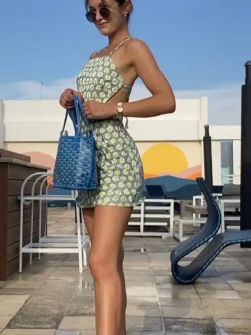 Ronny Kobo Frena Mini Dress Strappy low back Gorgeous Retro print fabric Party
